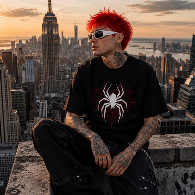 Camiseta Oversize Spider Negra