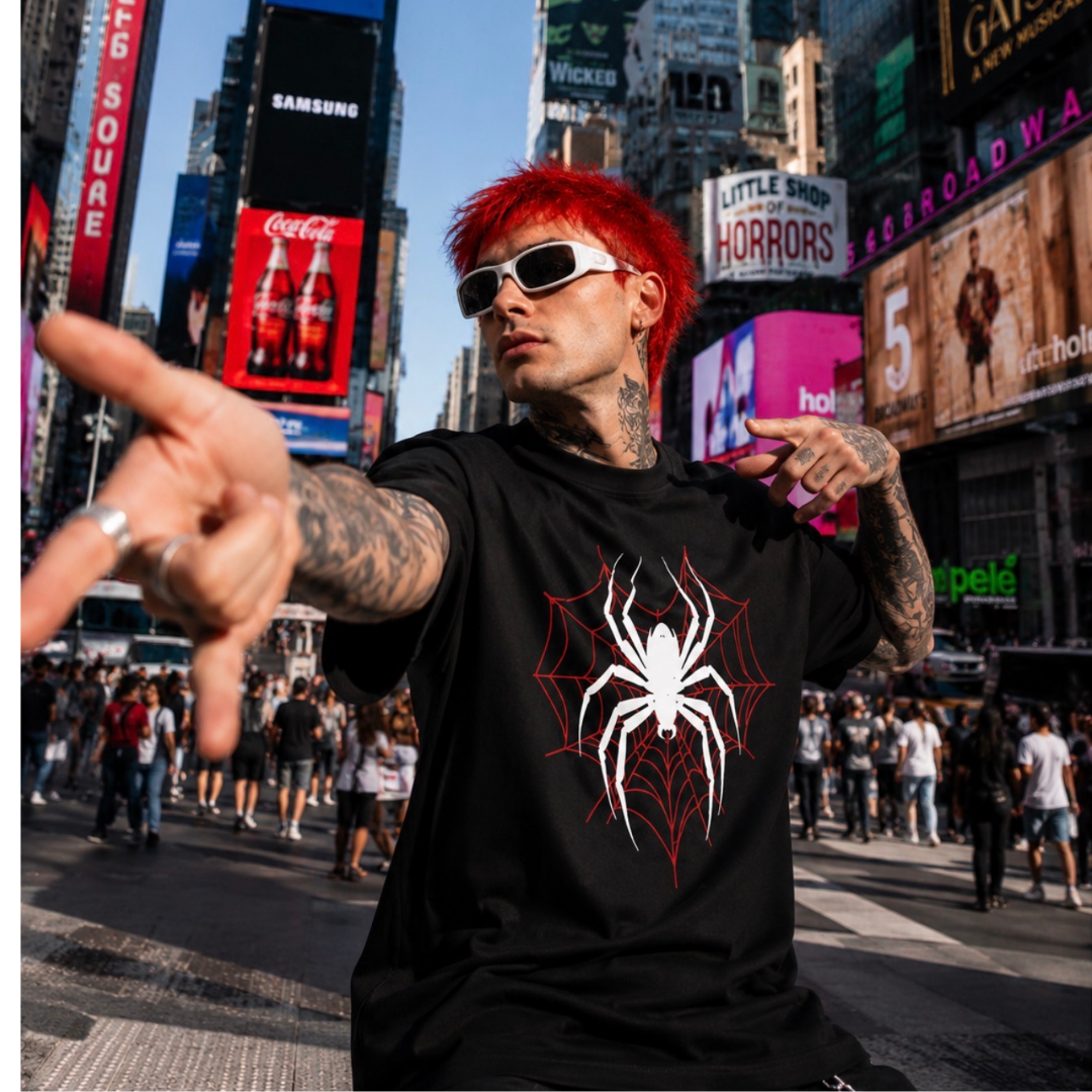 Camiseta Oversize Spider Negra