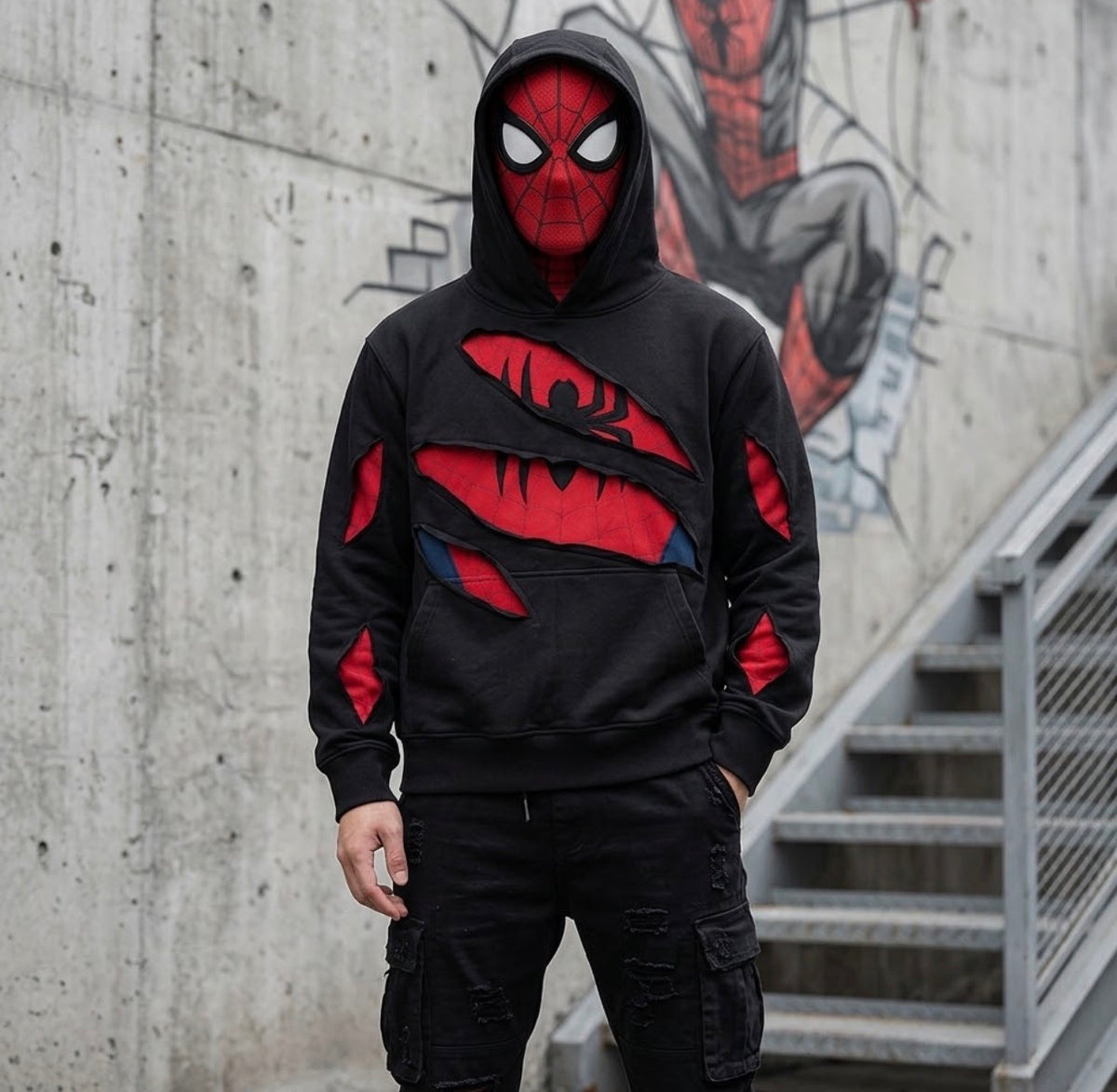 Hoodie Spider Negro