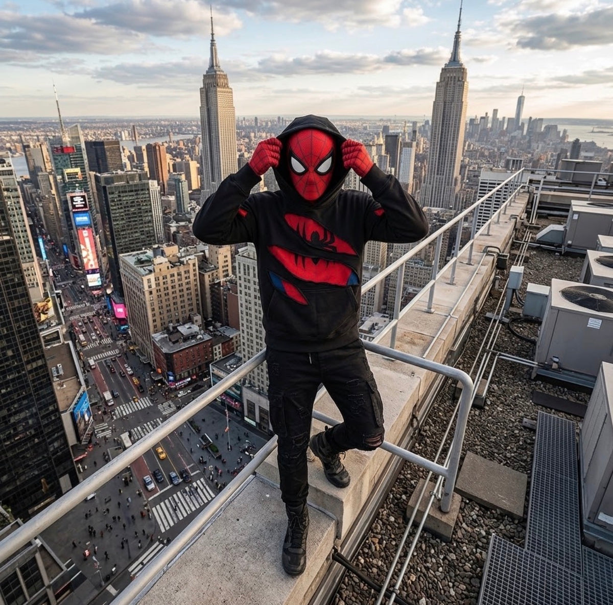 Hoodie Spider Negro